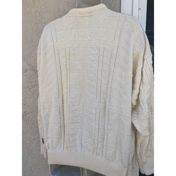 Vintage Mens Le TRICOT MARINE Ireland White Ribbed cotton Sweater Large Flags - Picture 6 of 13